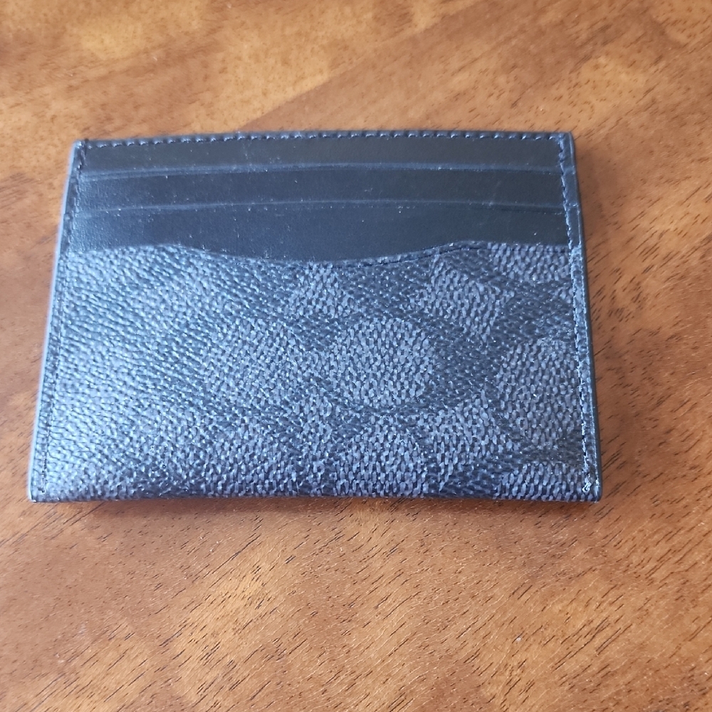 NWT Coach Black Leather Card Holder With ID Window